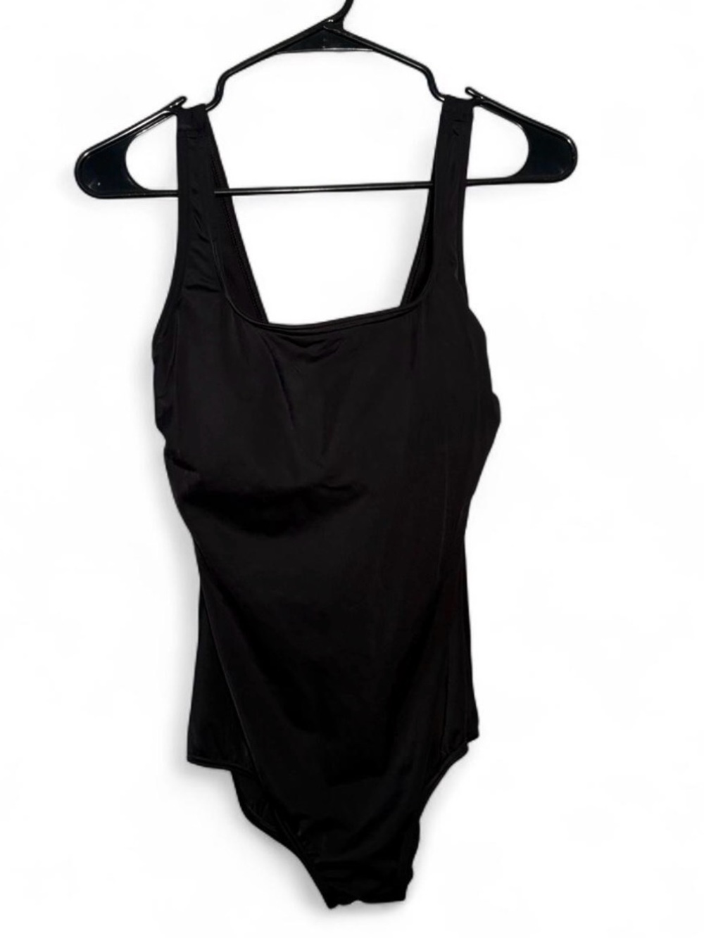 Lands’ End Black One Piece Classic Swimsuit Size 14 Shelf Bra Support